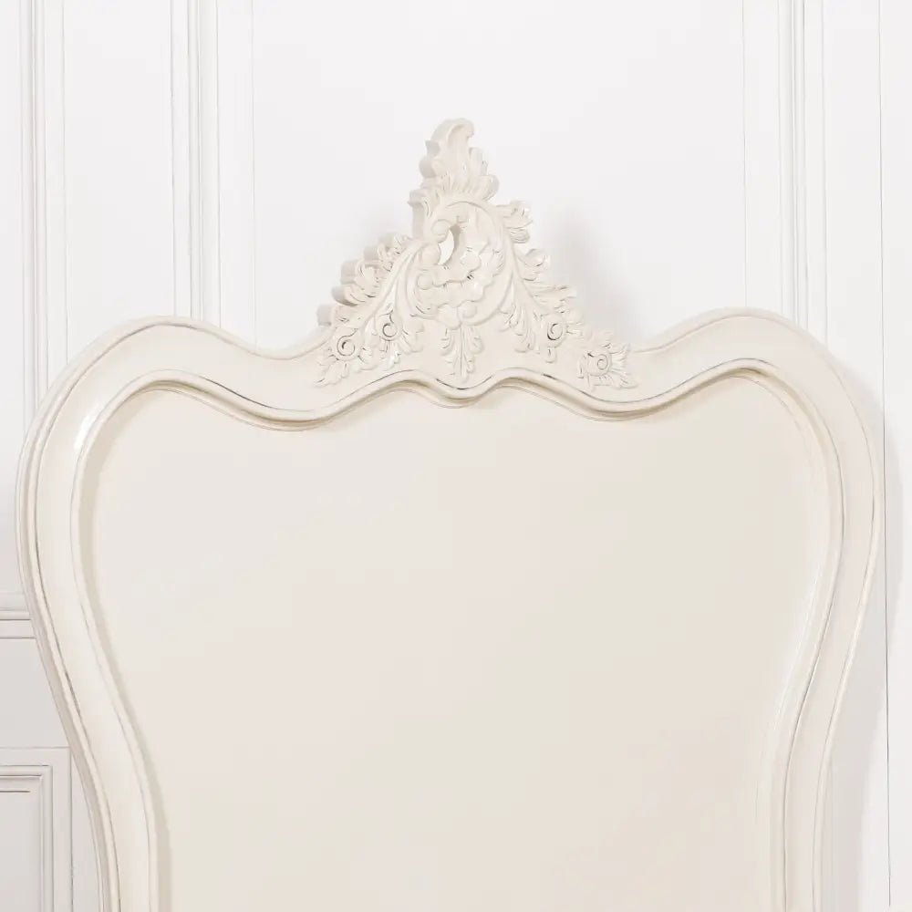 Ornate white headboard on a stylish 3ft single bed for luxurious bedroom comfort