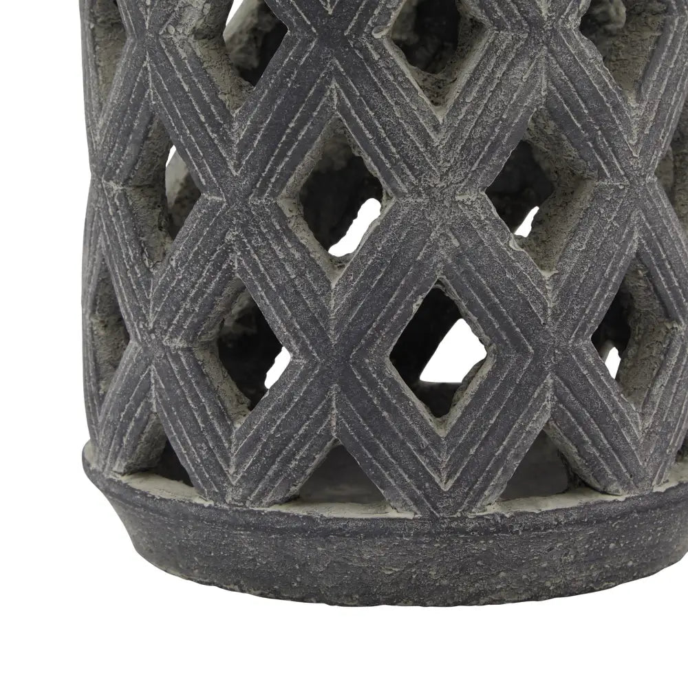 Decorative Amalfi Grey Large Lattice Lantern with stylish diamond cutout design