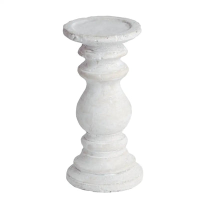 Stylish White Ceramic Pillar Candle Holder with a unique shape for your decor