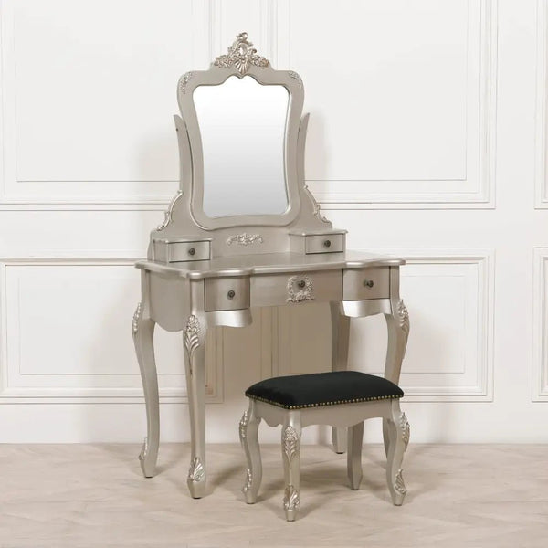 French Antique Silver Dressing TableBedroom FurnitureChic & Co Home LTD