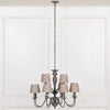 French Style Grey 12 Branch Chandelier with ShadesChandeliersChic & Co Home LTD