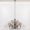 French Style Grey 12 Branch Chandelier with ShadesChandeliersChic & Co Home LTD