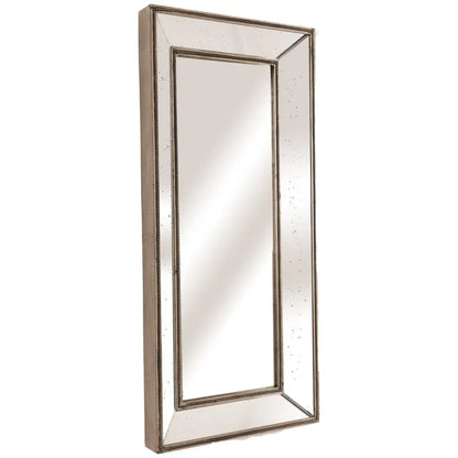 Augustus Wall Mirror features a classy double-layered champagne frame with stunning bronze accents