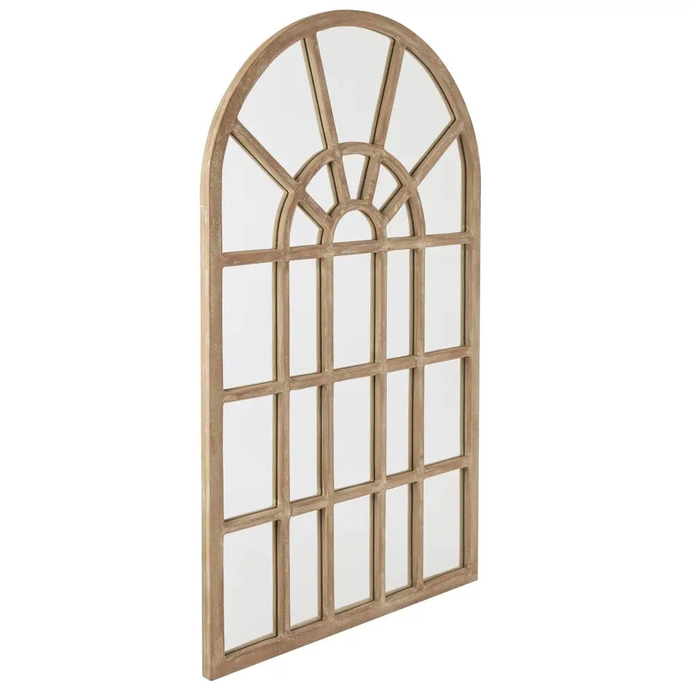 Arched paned wall mirror from the Copgrove Collection in a stylish wooden frame