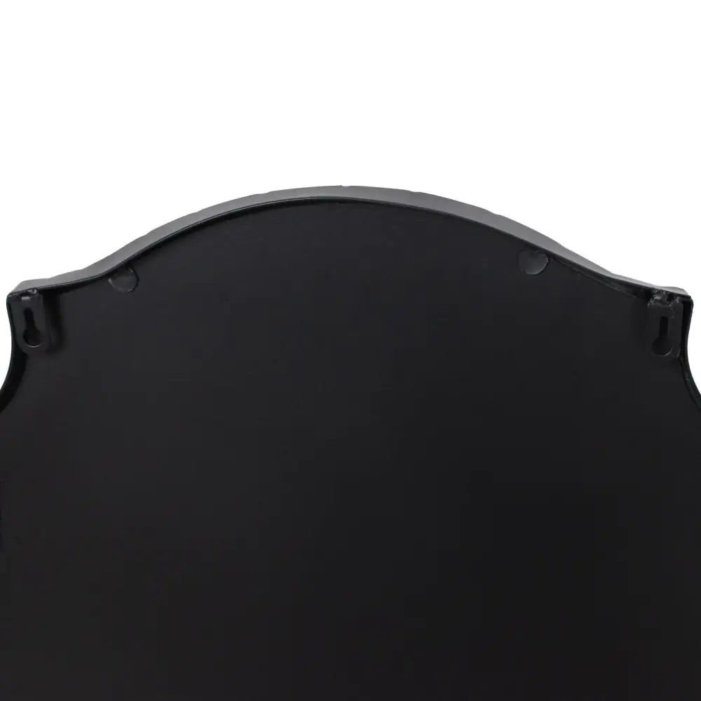 Matt Black Ornate Curved Headboard with Oval Mirror, featuring a stylish black ornate curved design