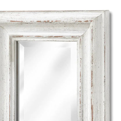 Narrow Wall Mirror featuring a stylish distressed antique white frame design