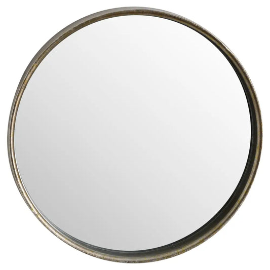 Stylish Bronze Finish Wall Mirror with Curved Edges and a narrow metallic frame