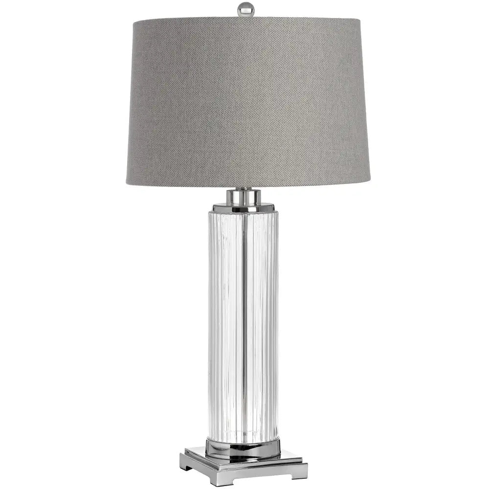 Roma Glass Table Lamp with Grey ShadeTable LampsChic & Co Home LTD