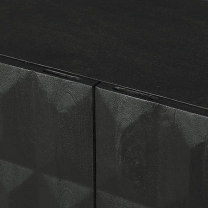 Textured dark black Mago wood tiles with seams on the stylish Diamond Pattern Sideboard