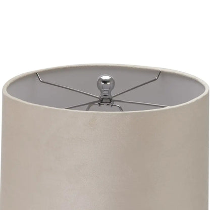 Cylindrical beige lampshade with metal harp for Alberta Metallic Glass Table Lamp