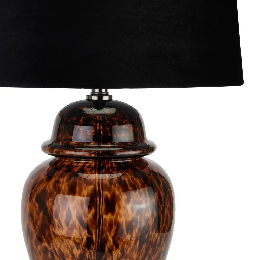 Amber Dapple Acanthus Lamp featuring a tortoiseshell base in rich brown and amber tones