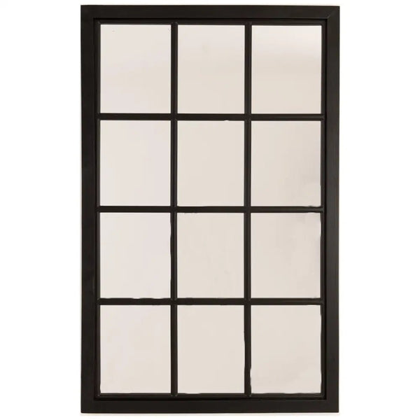 Twelve Pane Black Wooden Window MirrorMirrorsChic & Co Home LTD