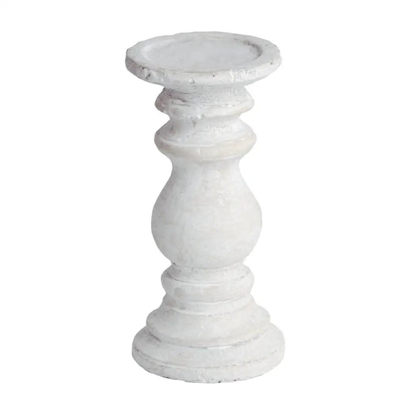 White Ceramic Pillar Candle Holder with Decorative ShapeCandle HolderChic & Co Home LTD