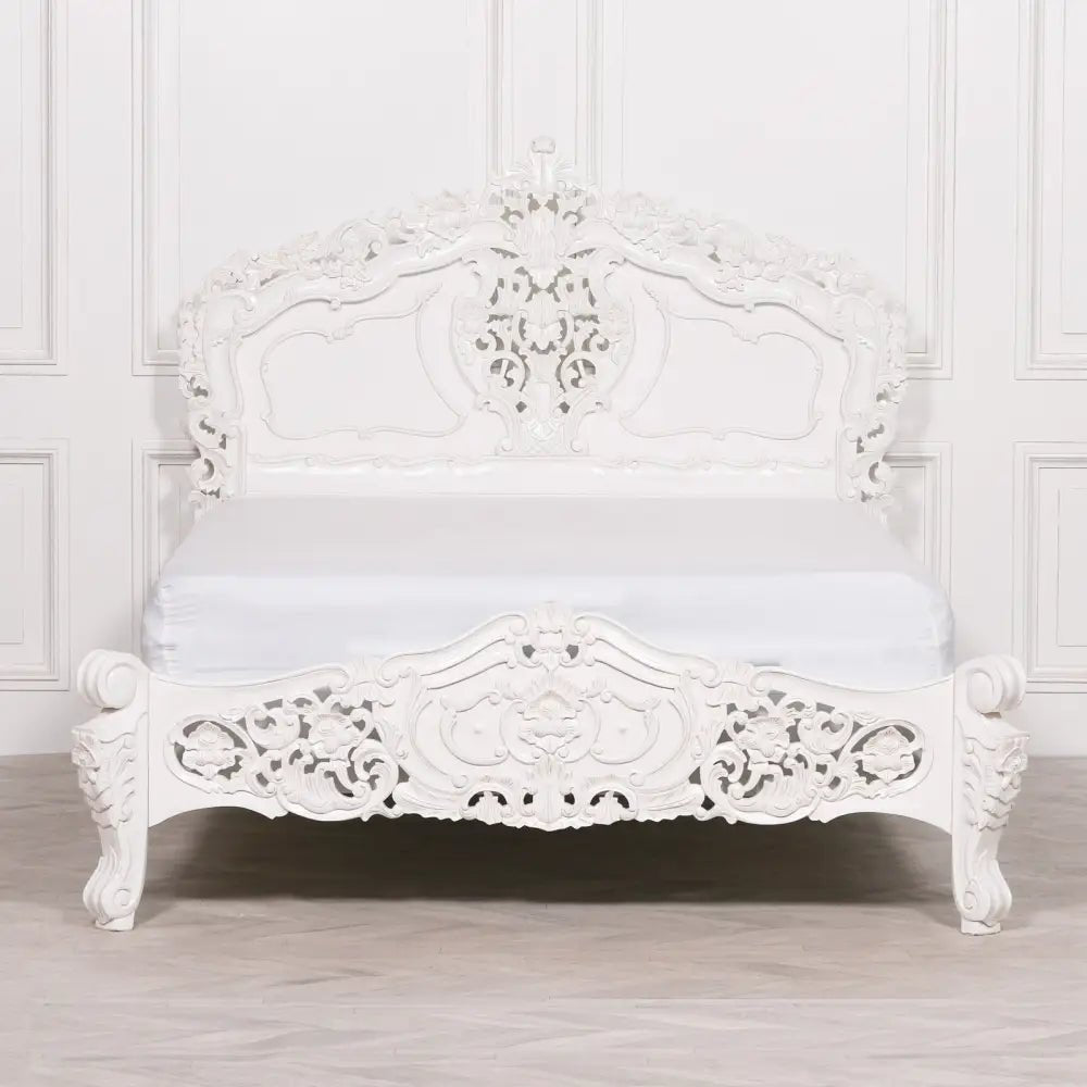 White French Style Rococo King Bed in Mahogany WoodBed FrameChic & Co Home LTD