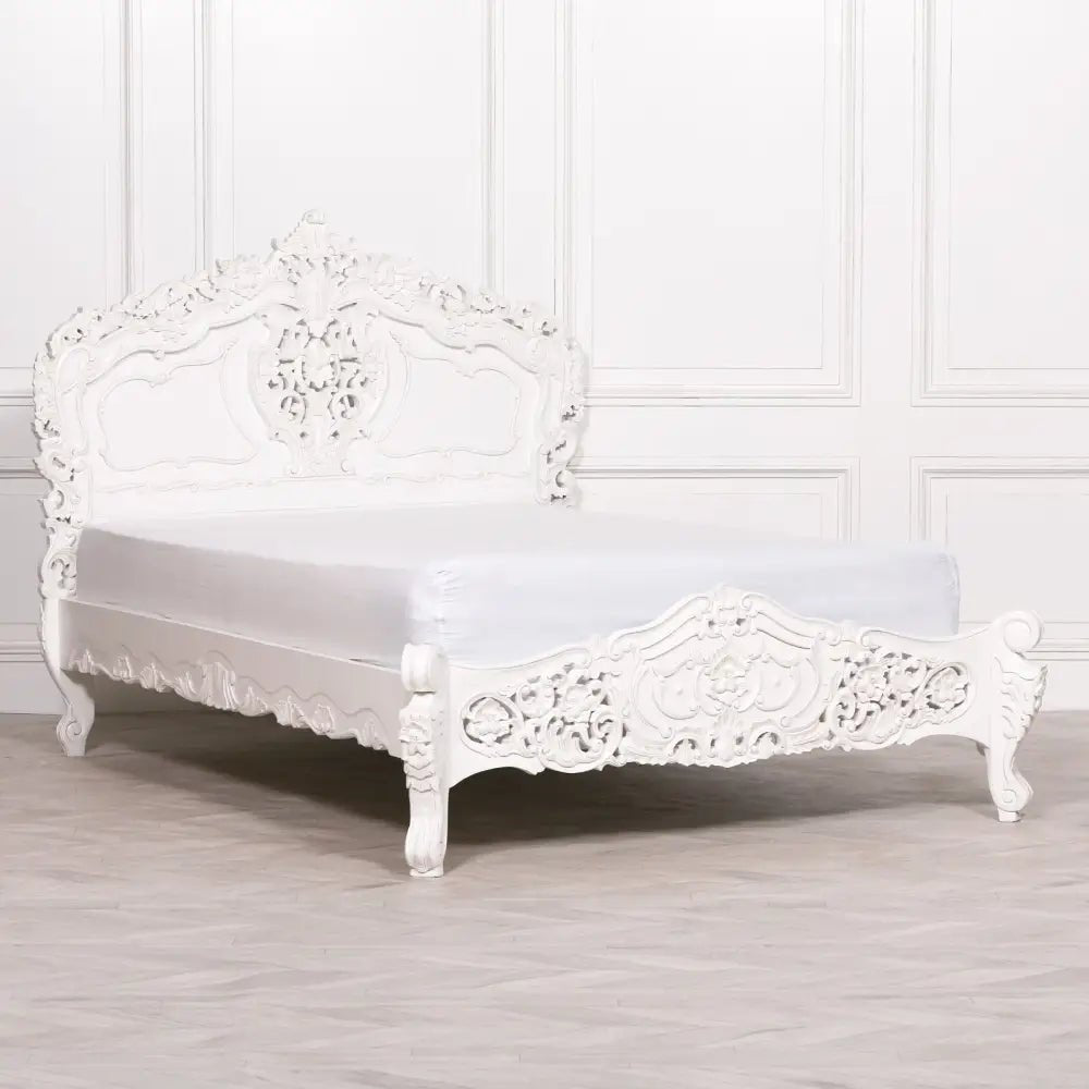 White French Style Rococo King Bed in Mahogany WoodBed FrameChic & Co Home LTD